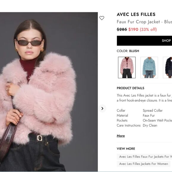 Avec Les Filles Luxurious Cropped Paneled Faux-Fur Coat in Blush sz XS $285 - Picture 4 of 16